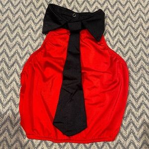 Kellé Red Sleeveless Top with Black Tie & Strappy Back – Adult Medium